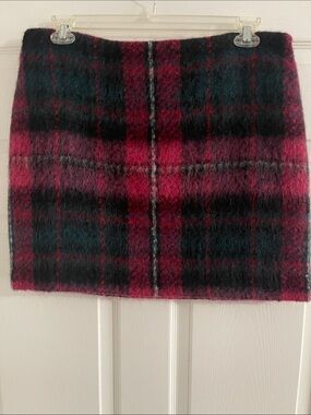 Lauren Ralph Lauren Pink and Black Plaid Faux-Mohair Mini Skirt